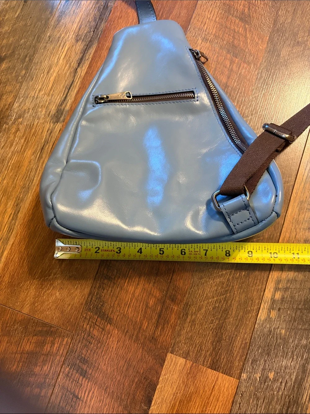 Patricia Nash Blue Leather Sling Bag with Braided Detail
